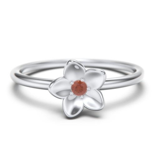Stacking Flower RIng – Sterling Silver with Garnet