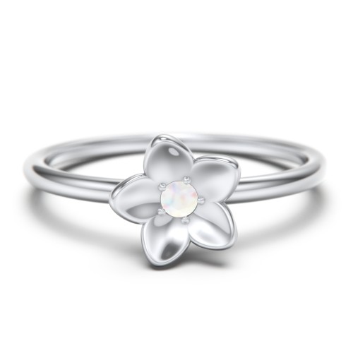 Stacking Flower RIng – Sterling Silver with Opal