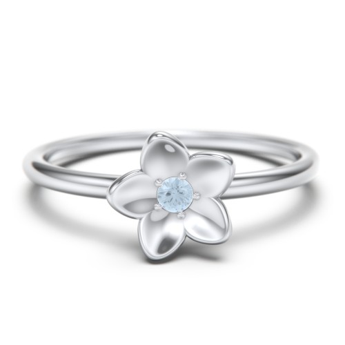 Stacking Flower RIng – Sterling Silver with Blue Topaz