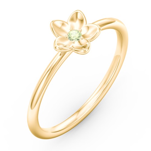 Stacking Flower RIng – 9kt Yellow Gold with Peridot