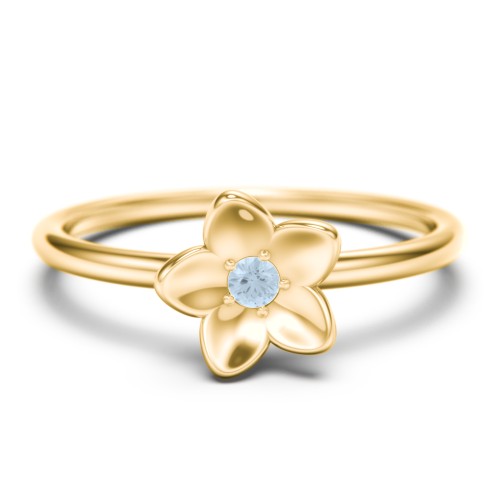 Stacking Flower RIng – 9kt Yellow Gold with Blue Topaz