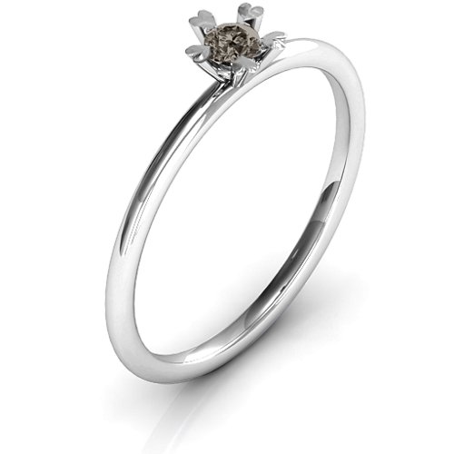 Stackr Hugging Heart Stone Ring – Sterling Silver with Smokey Quartz