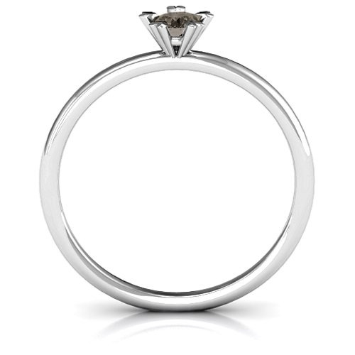 Stackr Hugging Heart Stone Ring – Sterling Silver with Smokey Quartz