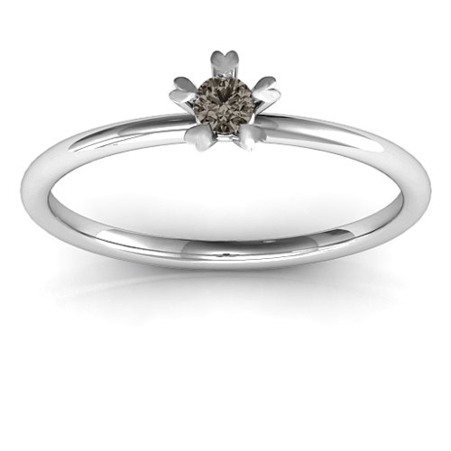 Stackr Hugging Heart Stone Ring – Sterling Silver with Smokey Quartz