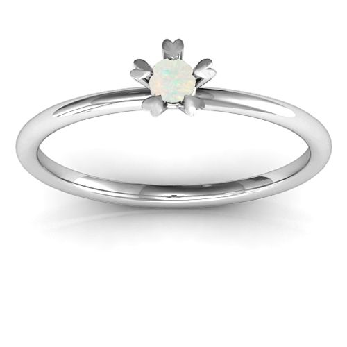Stackr Hugging Heart Stone Ring – Sterling Silver with Opal