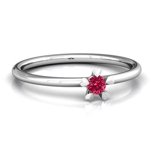 Stackr Hugging Heart Stone Ring – Sterling Silver with Ruby