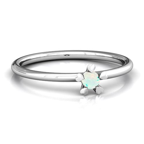 Stackr Hugging Heart Stone Ring – Sterling Silver with Opal