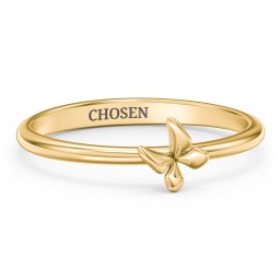 Engravable Stacking Butterfly Ring in 9K Solid Yellow Gold
