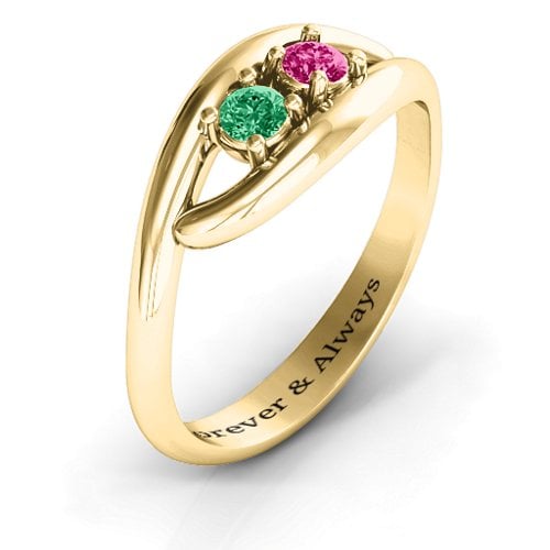 Perfect Pair Couple's Ring – 9kt Yellow Gold with Emerald and Ruby