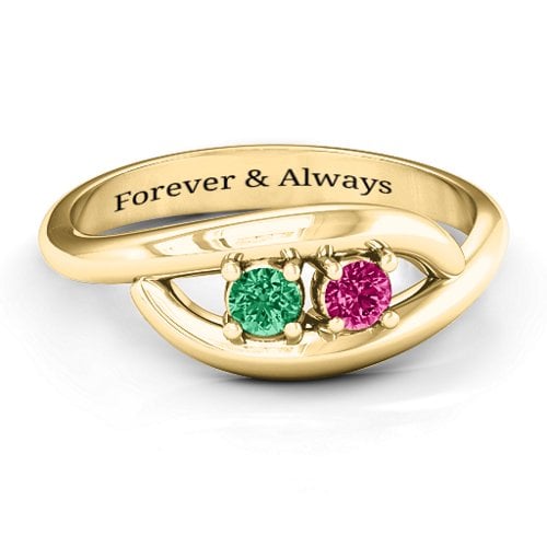 Perfect Pair Couple's Ring – 9kt Yellow Gold with Emerald and Ruby