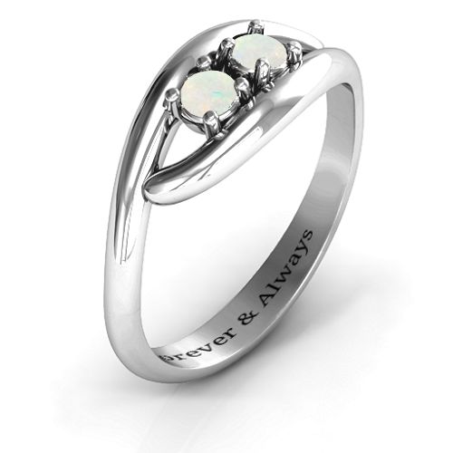 Perfect Pair Couple's Ring – Sterling Silver with Opal