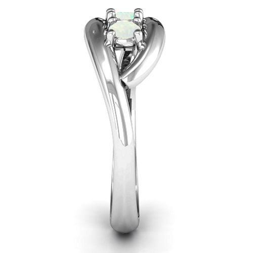 Perfect Pair Couple's Ring – Sterling Silver with Opal