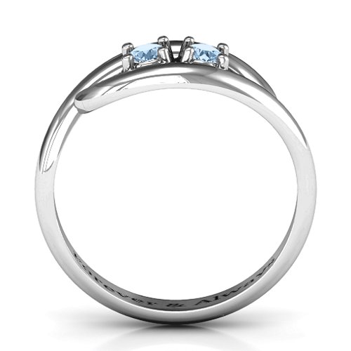 Perfect Pair Couple's Ring – Sterling Silver with Aquamarine