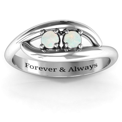 Perfect Pair Couple's Ring – Sterling Silver with Opal