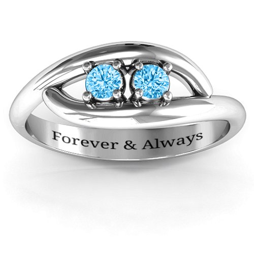 Perfect Pair Couple's Ring – Sterling Silver with Blue Topaz