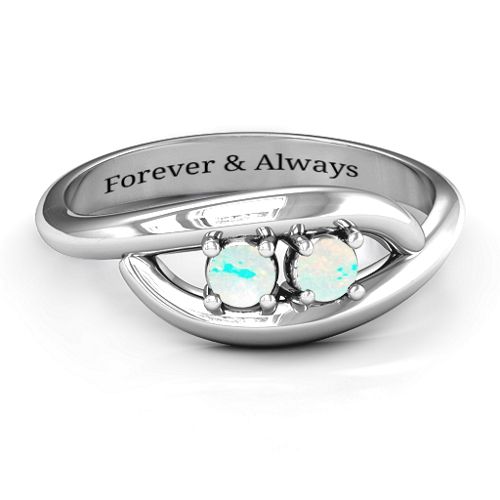Perfect Pair Couple's Ring – Sterling Silver with Opal