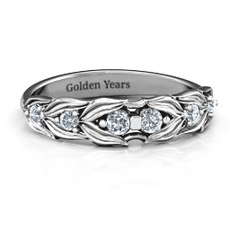 Leaves of Love 6 Stone Ring in 925 Sterling Silver with Cubic Zirconia