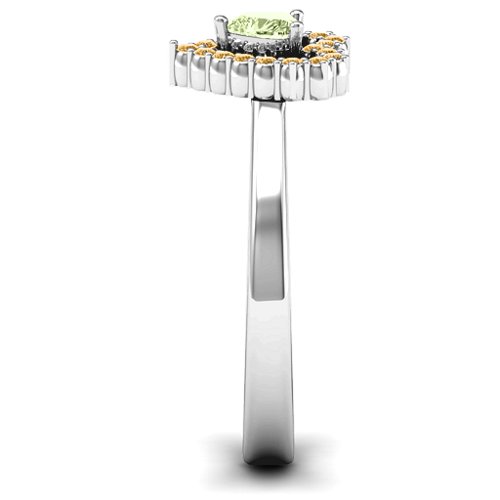 Heart in Heart Halo Ring – Sterling Silver with Peridot and Fancy Yellow Premium Zirconia