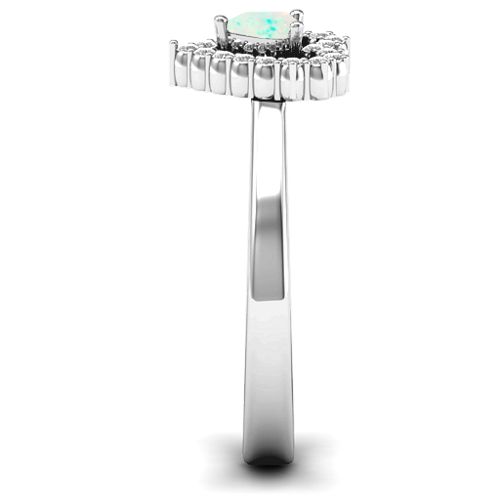 Heart in Heart Halo Ring – Sterling Silver with Opal and White Premium Zirconia