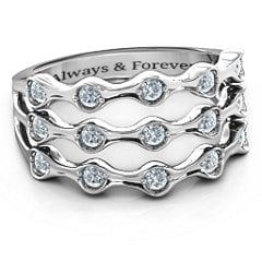 Alternating Stone Fashion Wave Ring