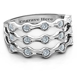 Alternating Stone Fashion Wave Ring