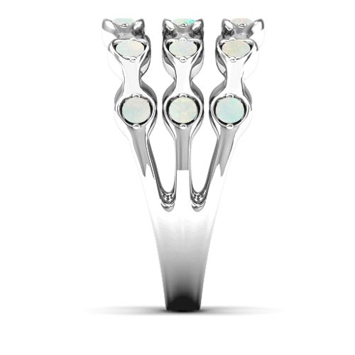 Alternating Stone Fashion Wave Ring – Sterling Silver with Opal
