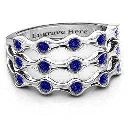 3 Row Fashion Wave Ring