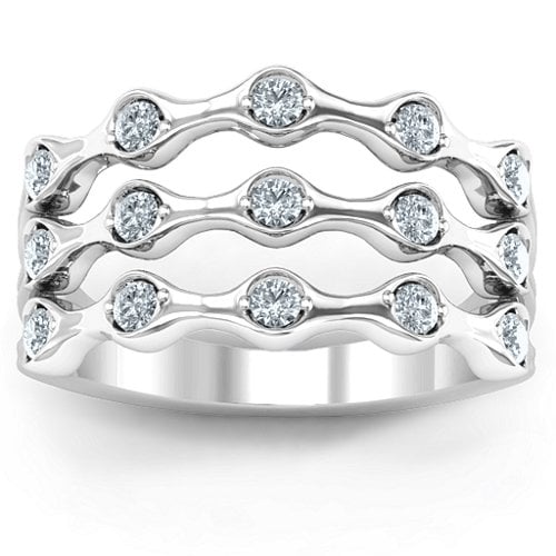 3 Row Fashion Wave Ring