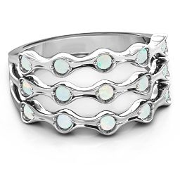 15 Stone Family Wave Ring