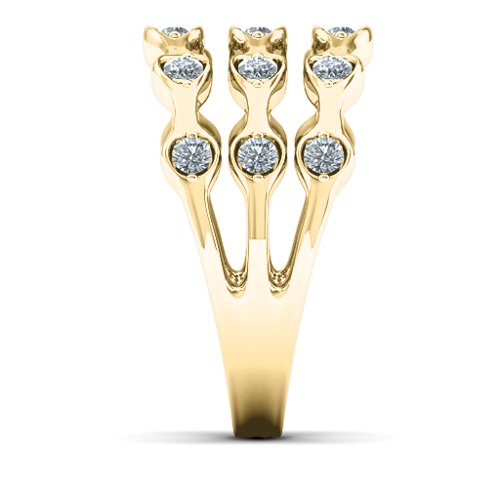 15 Stone Family Wave Ring – 9kt Yellow Gold with Cubic Zirconia