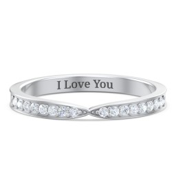 Tapered Stacking Band with Accents in 925 Sterling Silver with White Premium Zirconia