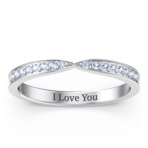 Tapered Stacking Band with Accents – Sterling Silver with Fancy Blue Premium Zirconia