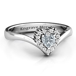 Peak of Love Ring in 925 Sterling Silver with Cubic Zirconia and White Premium Zirconia
