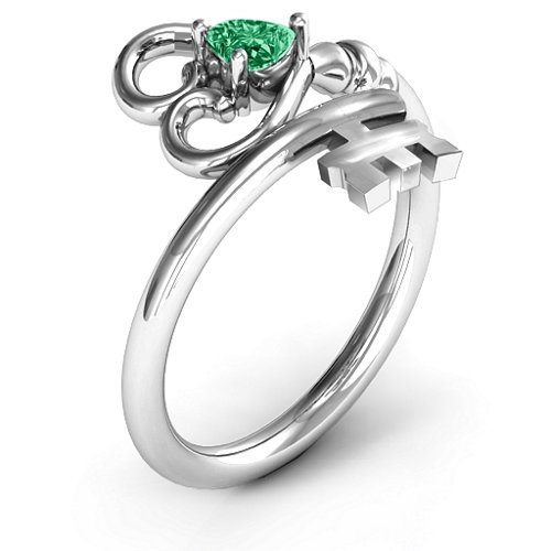 Key to Her Heart Ring – Sterling Silver with Emerald