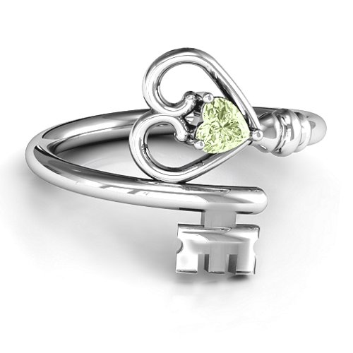 Key to Her Heart Ring – Sterling Silver with Peridot