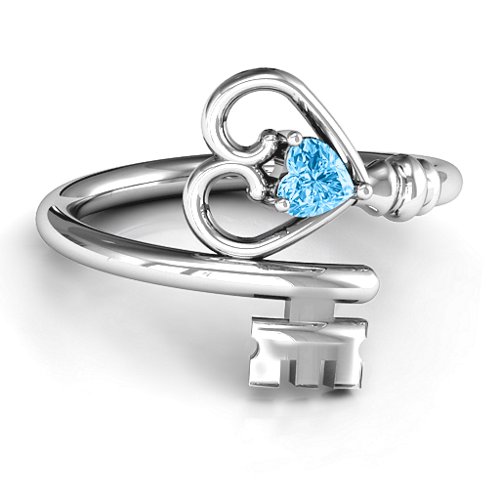 Key to Her Heart Ring – Sterling Silver with Blue Topaz