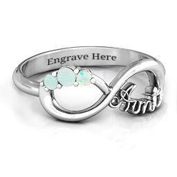 Aunt's Infinite Love Ring with Stones in 925 Sterling Silver with Opal