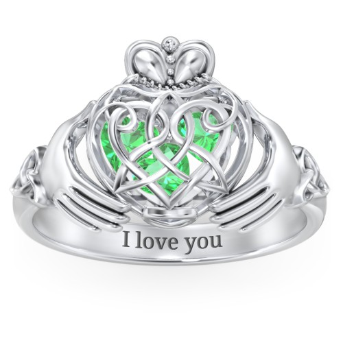 Caged Hearts Celtic Claddagh Ring
