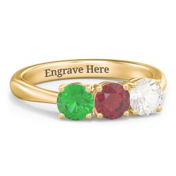Radiant Trinity Ring in 9K Solid Yellow Gold with Emerald, Ruby, and Cubic Zirconia