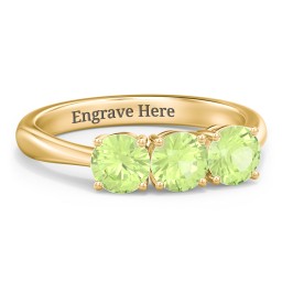 Radiant Trinity Ring in 18K Gold Plated Silver with Peridot