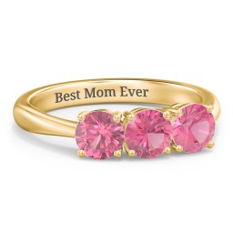Radiant Trinity Ring in 18K Gold Plated Silver with Pink Tourmaline