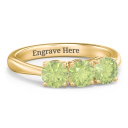 Radiant Trinity Ring in 18K Gold Plated Silver with Peridot