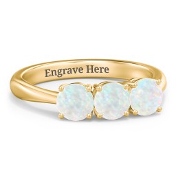 Radiant Trinity Ring in 18K Gold Plated Silver with Opal