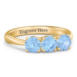 Radiant Trinity Ring in 18K Gold Plated Silver with Blue Topaz
