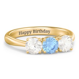 Radiant Trinity Ring in 18K Gold Plated Silver with Cubic Zirconia and Blue Topaz
