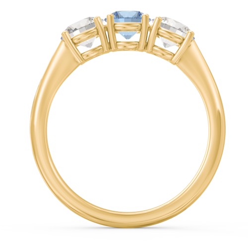Radiant Trinity Ring – 18K Gold Plated Silver with Cubic Zirconia and Blue Topaz