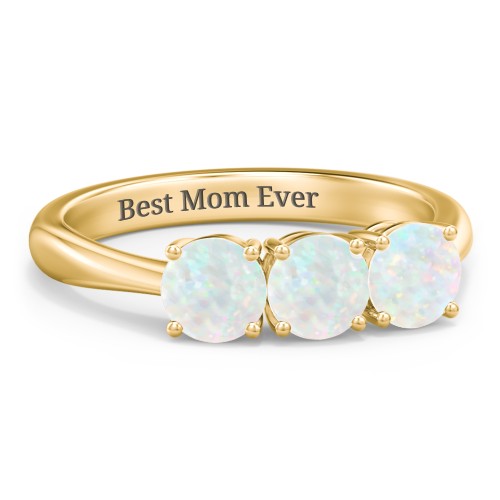 Radiant Trinity Ring – 18K Gold Plated Silver with Opal