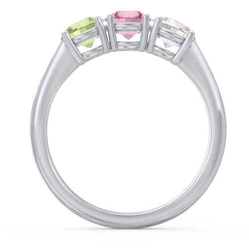 Radiant Trinity Ring – Sterling Silver with Peridot, Pink Tourmaline, and Cubic Zirconia