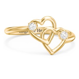 Linked in Love Ring in 18K Gold Plated Silver with Cubic Zirconia