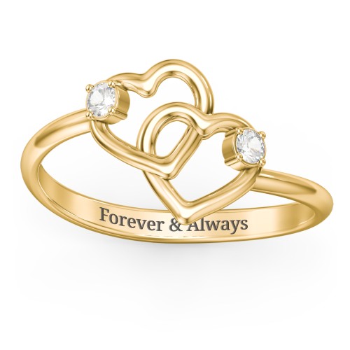 Linked in Love Ring – 18K Gold Plated Silver with Cubic Zirconia